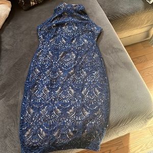 Sparkly, sequined lace dress.